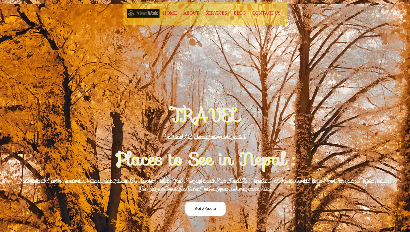 AdventWorld autumn travel page